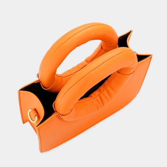 Gold & Black Leather 2 in 1 Tote & Crossbody Bag Purse Cute Womens Chain Link - Picture 4 of 5